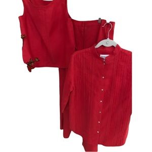 100% LINEN BLOUSE & CAMI in brick red color;  Size MEDIUM